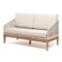 "Канны" диван 2-местный плетеный из роупа, основание дуб, роуп бежевый круглый, ткань бежевая 15052