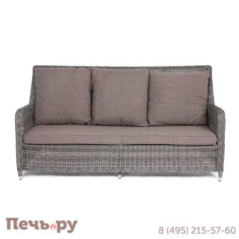 4SiS Гляссе диван трехместный из искусственного ротанга, цвет графит фото 8