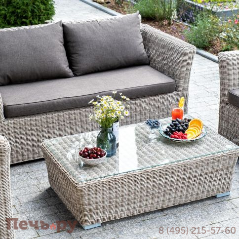 4SiS Капучино диван из искусственного ротанга двухместный, цвет бежевый фото 3