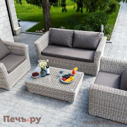 4SiS Капучино диван из искусственного ротанга двухместный, цвет бежевый фото 4