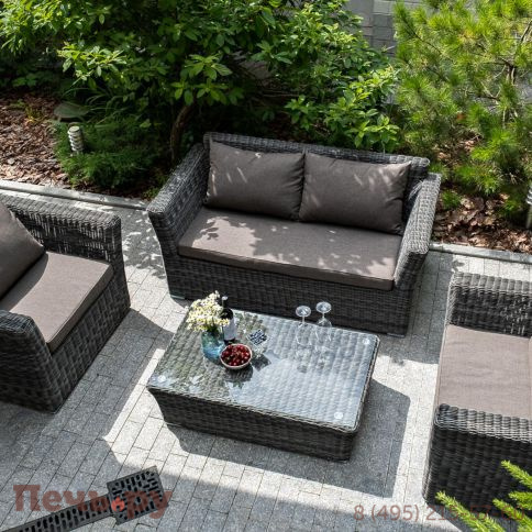 4SiS Капучино кресло из искусственного ротанга, цвет графит фото 5