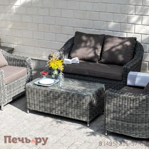 4SiS Кон Панна  диван из искусственного ротанга двухместный, цвет графит фото 9