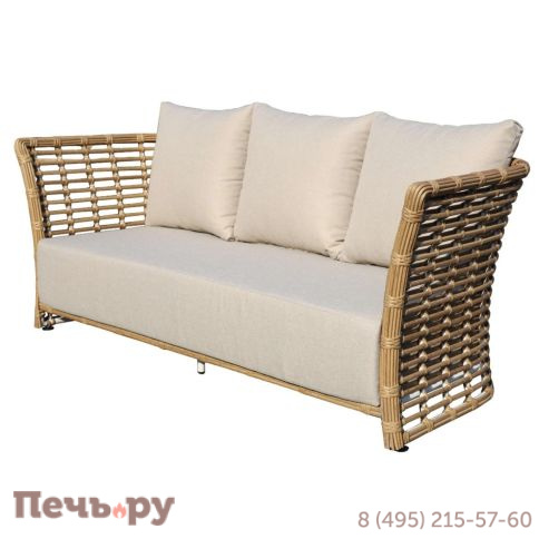 4SiS Валенсия диван из искусственного ротанга трехместный, цвет соломенный фото