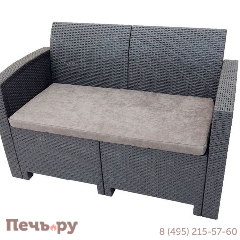 Диван двухместный Gardeck Arizona b:rattan, антрацит (2-х местная подушка) фото