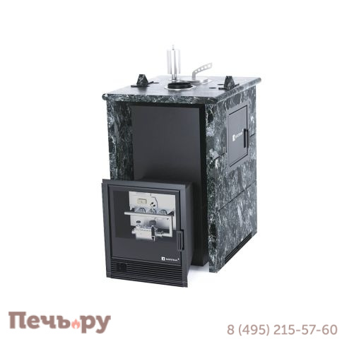 Банная печь ИзиСтим Анапа М2 в трехстороннем кожухе Пироксенит с газовой горелкой фото