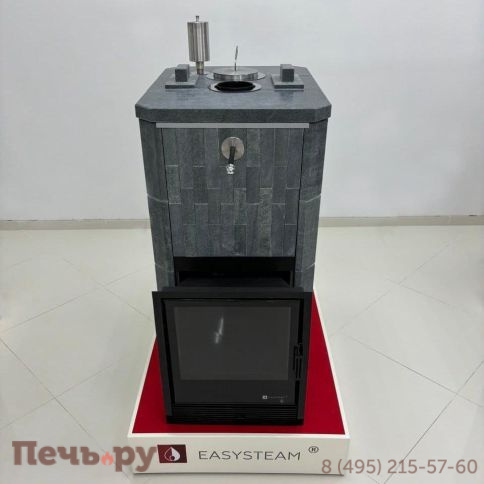 Банная печь Изистим Анапа в наборном полноценном кожухе Талькохлорит с закрытым верхом с газовой горелкой фото 4