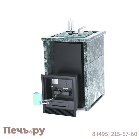 Банная печь ИзиСтим Анапа в трехстороннем кожухе Змеевик с открытым верхом и газовой горелкой фото