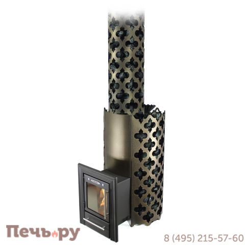 Банная печь ТМФ ПБ Арабеска Супер Inox Люмина черная бронза фото