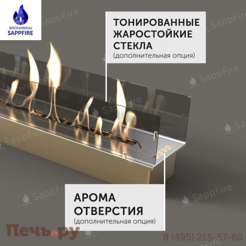 Биокамин SappFire угловой для стены 1000 фото 3
