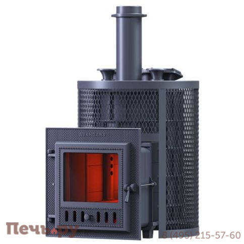 Чугунная банная печь GFS Авангард ЗК 25 (М) Ураган круглая сетка фото