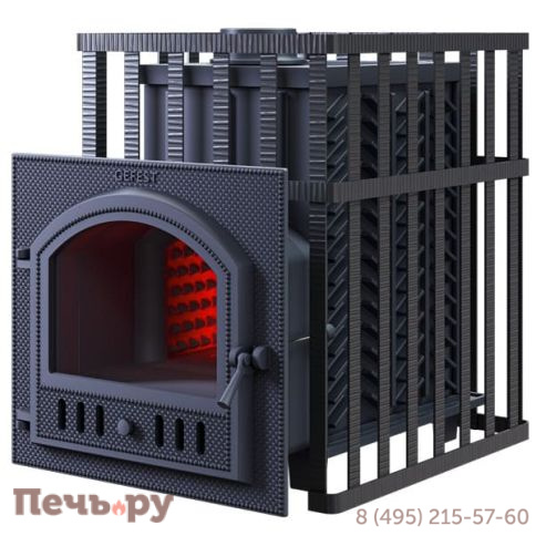 Чугунная банная печь GFS ЗК 40 (П) в сетке фото