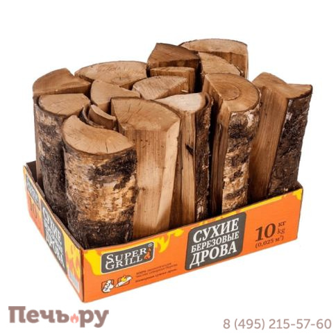 Дрова сухие березовые SuperGrill (10 кг) фото