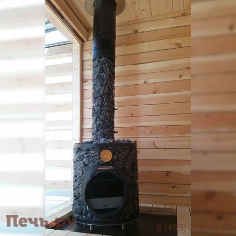 Дровяная печь для сауны IKI Maxi со стальной дверцей смайл фото 3
