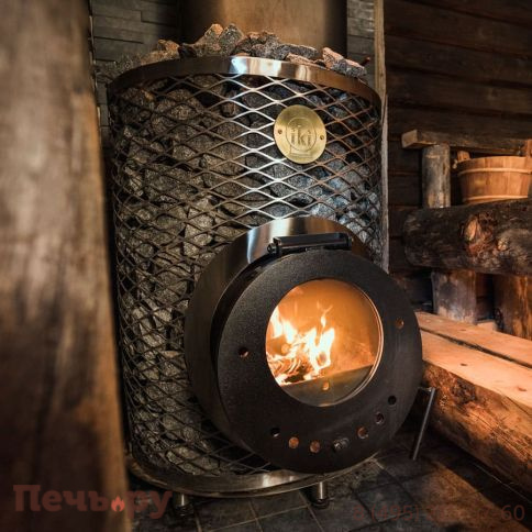 Дровяная печь для сауны IKI Maxi со стеклянной дверцей фото 3