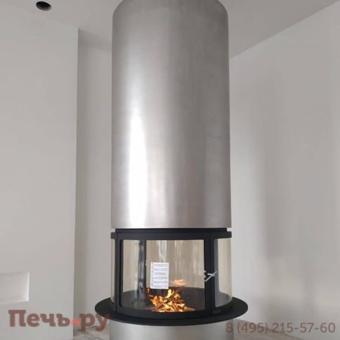 Дровяной камин Traforart Diamante (Диамант) со стеклом, нерж.сталь фото 2