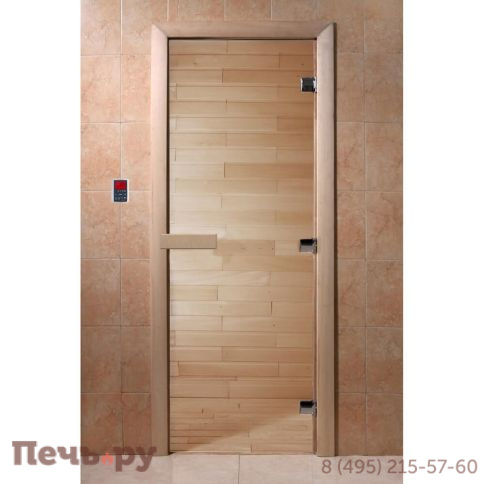 Дверь для бани DoorWood 1900х700, 8 мм, 3 петли, коробка - ольха фото 3
