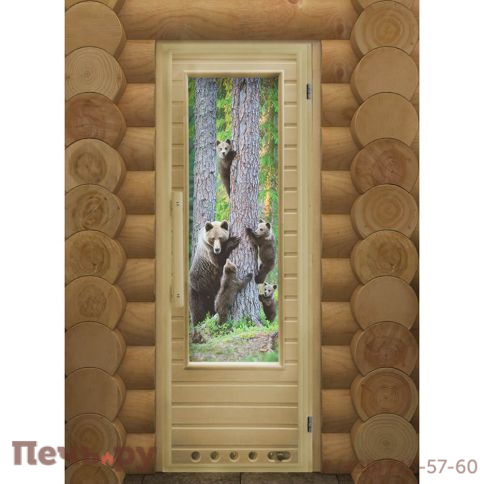 Дверь для бани DoorWood Элит с фотопечатью 1850х730, липа/закаленное стекло фото 3