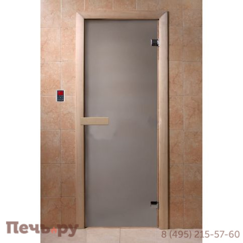 Дверь для бани DoorWood Сатин 1900х700, 6 мм, 2 петли, коробка - хвоя фото