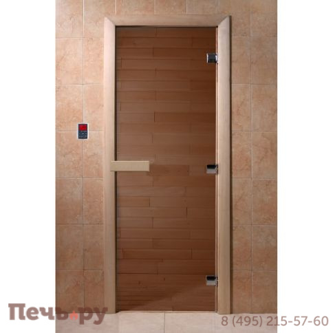 Дверь для бани DoorWood Теплый день Бронза, 8 мм, 1900х700, 3 петли фото