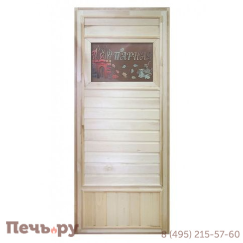 Дверь для бани DoorWood Вагонка эконом со стеклом 1850х750 (без петель и ручки) фото 2