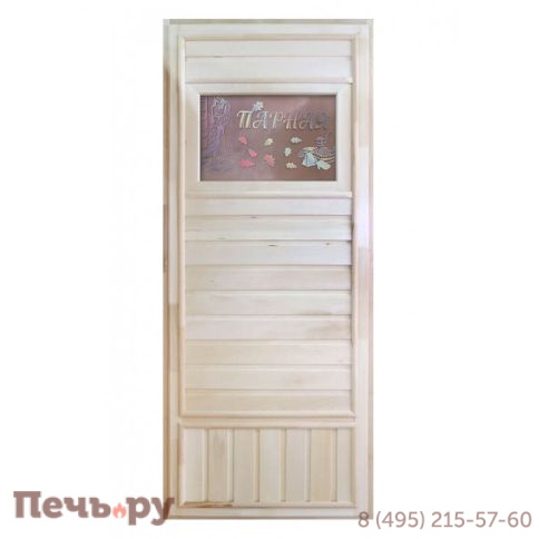 Дверь для бани DoorWood Вагонка эконом со стеклом 1850х750 (без петель и ручки) фото 3