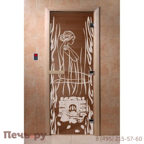 Дверь для бани DoorWood Волшебный пар 1900х700, 8 мм, 3 петли, коробка - ольха фото 2