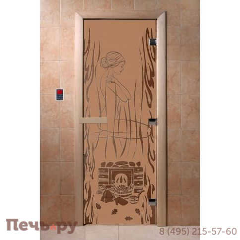 Дверь для бани DoorWood Волшебный пар 1900х700, 8 мм, 3 петли, коробка - ольха фото 3
