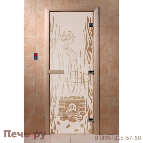Дверь для бани DoorWood Волшебный пар 1900х700, 8 мм, 3 петли, коробка - ольха фото 4