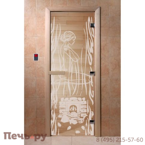 Дверь для бани DoorWood Волшебный пар 1900х700, 8 мм, 3 петли, коробка - ольха фото