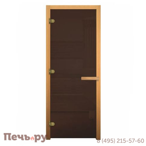 Дверь для сауны стеклянная Бронза 2010х810мм (Магнит) (Осина) фото