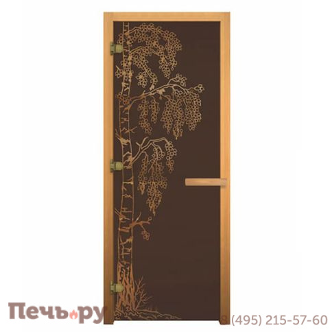 Дверь для сауны стеклянная Бронза Березка 1900х700мм  (Магнит) (Бук) фото
