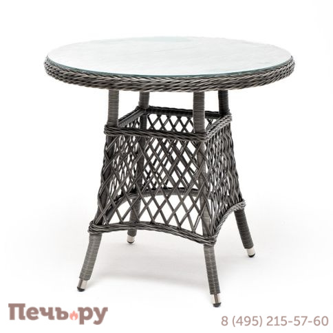 Эспрессо 4SiS плетеный круглый стол, диаметр 80 см, цвет графит фото