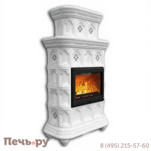 Готовый камин КимрПечь Истра двухъярусный пристенный с топкой Астов К7454 фото