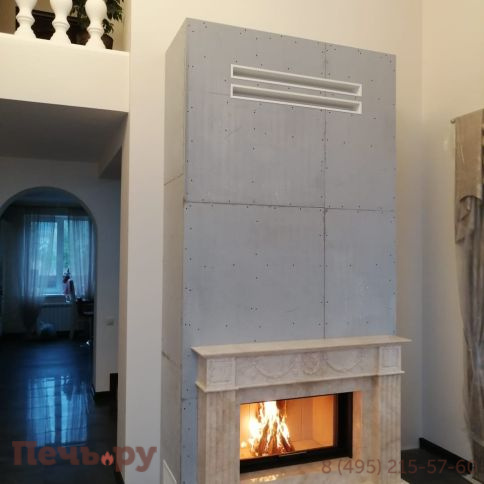 Камин из мрамора Лима Крема Нова с топкой Romotop Heat 3G L 88.50.01 фото 3