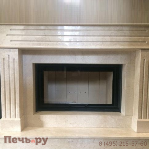 Камин из мрамора Лима Крема Нова с топкой Romotop Heat 3G L 88.50.01 фото 4