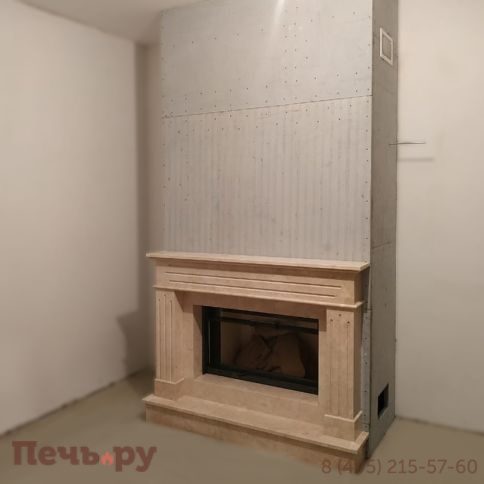 Камин из мрамора Лима Крема Нова с топкой Romotop Heat 3G L 88.50.01 фото 7