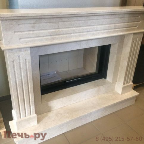 Камин из мрамора Лима Крема Нова с топкой Romotop Heat 3G L 88.50.01 фото