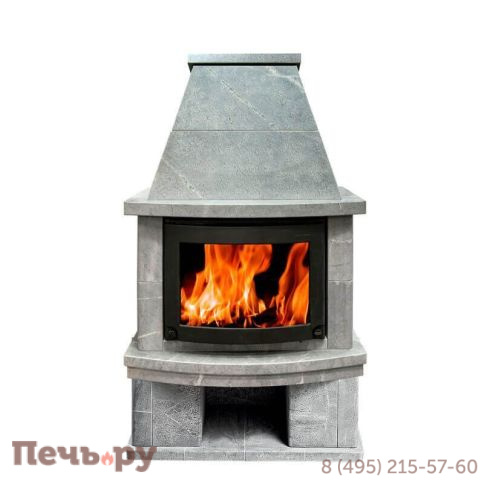 Камин накопительного типа Теплый камень FS 7 - 2 с дровником и основанием (цена без топки) фото
