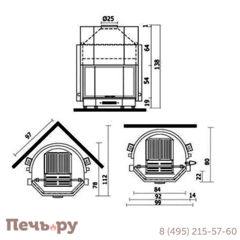Каминная топка EdilKamin Acquatondo/29 Prismatico CS фото 2