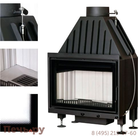 Каминная топка ЭкоКамин Альфа 700TB (с теплообменником, черный шамот) фото 3