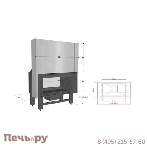 Каминная топка FireHursan H2HC 110 фото 2