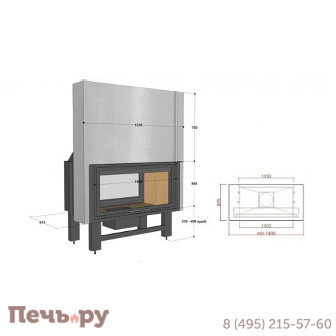 Каминная топка FireHursan H2HC 110 T фото 2