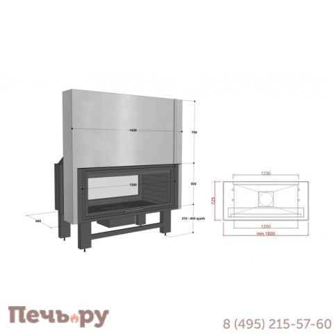 Каминная топка FireHursan H2HC 130 фото 2