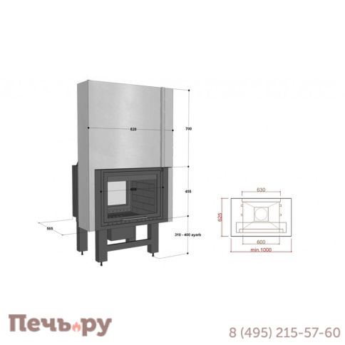 Каминная топка FireHursan H2HC 70 фото 2