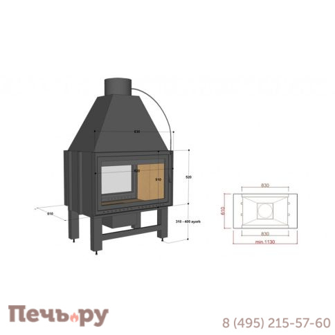 Каминная топка FireHursan H2HC 90 TY фото 2