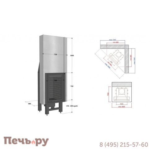 Каминная топка FireHursan HDHC 80 фото 2