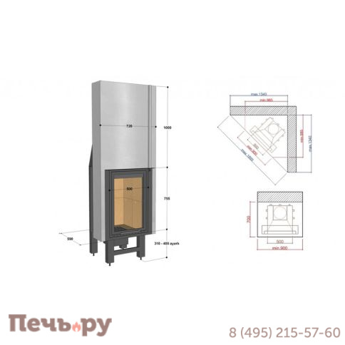 Каминная топка FireHursan HDHC 80 T фото 2