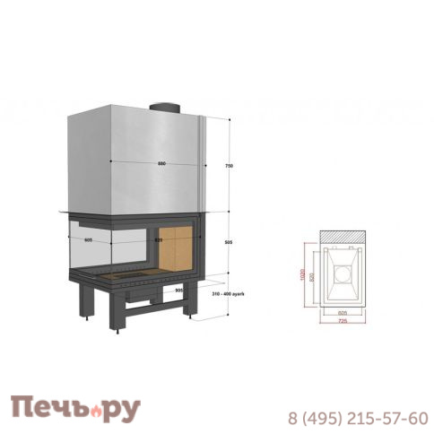 Каминная топка FireHursan HDKU 80 T фото 2