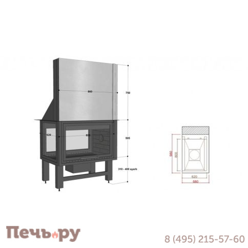 Каминная топка FireHursan HDKU 85 фото 2