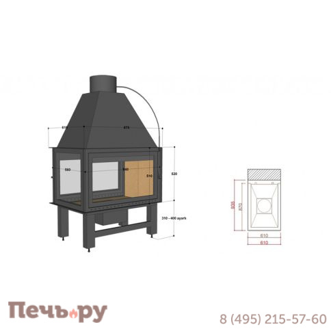 Каминная топка FireHursan HDKU 85 TY фото 2
